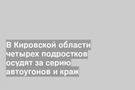В Кировской области четырех подростков осудят за серию автоугонов и краж