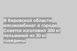 В Кировской области мясокомбинат в городе Советск изготовил 300 кг пельменей из 30 кг говядины
