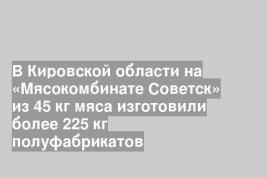 В Кировской области на «Мясокомбинате Советск» из 45 кг мяса изготовили более 225 кг полуфабрикатов