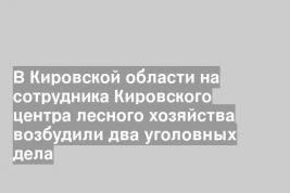 В Кировской области на сотрудника Кировского центра лесного хозяйства возбудили два уголовных дела
