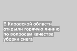 В Кировской области открыли горячую линию по вопросам качества уборки снега