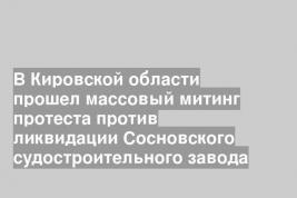 В Кировской области прошел массовый митинг протеста против ликвидации Сосновского судостроительного завода