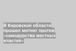 В Кировской области прошел митинг против «самодурства местных властей»