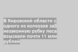 В Кировской области с одного из колхозов за незаконную рубку леса взыскали почти 11 млн рублей