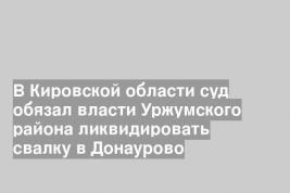 В Кировской области суд обязал власти Уржумского района ликвидировать свалку в Донаурово