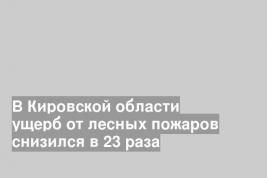 В Кировской области ущерб от лесных пожаров снизился в 23 раза