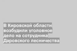 В Кировской области возбудили уголовное дело на сотрудника Даровского лесничества