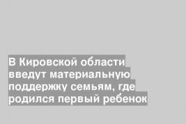 В Кировской области введут материальную поддержку семьям, где родился первый ребенок