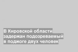В Кировской области задержан подозреваемый в поджоге двух человек