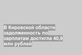 В Кировской области задолженность по зарплатам достигла 40,9 млн рублей