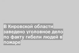 В Кировской области заведено уголовное дело по факту гибели людей в пожаре