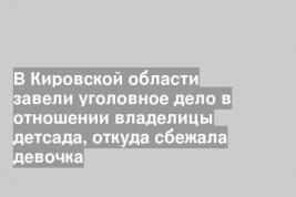 В Кировской области завели уголовное дело в отношении владелицы детсада, откуда сбежала девочка