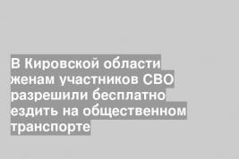 В Кировской области женам участников СВО разрешили бесплатно ездить на общественном транспорте