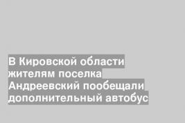 В Кировской области жителям поселка Андреевский пообещали дополнительный автобус