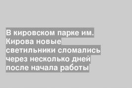 В кировском парке им. Кирова новые светильники сломались через несколько дней после начала работы