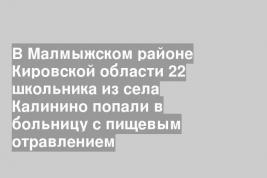 В Малмыжском районе Кировской области 22 школьника из села Калинино попали в больницу с пищевым отравлением