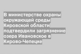 В министерстве охраны окружающей среды Кировской области подтвердили загрязнение озера Ивановское в Кирово-Чепецке