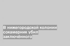 В нижегородской колонии сокамерник убил заключённого