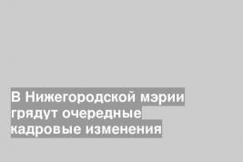 В Нижегородской мэрии грядут очередные кадровые изменения