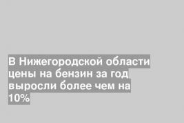 В Нижегородской области цены на бензин за год выросли более чем на 10%