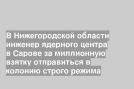 В Нижегородской области инженер ядерного центра в Сарове за миллионную взятку отправиться в колонию строго режима