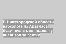 В Нижегородской области нарколога из Арзамаса будут судить за подделку анализов за взятку