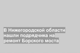 В Нижегородской области нашли подрядчика на ремонт Борского моста