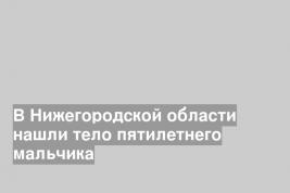 В Нижегородской области нашли тело пятилетнего мальчика