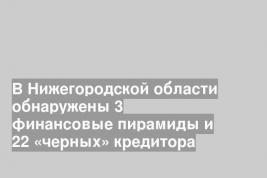 В Нижегородской области обнаружены 3 финансовые пирамиды и 22 «черных» кредитора