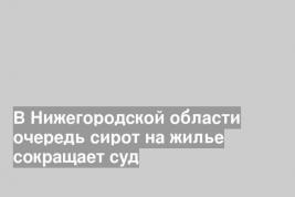 В Нижегородской области очередь сирот на жилье сокращает суд