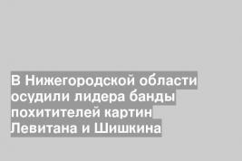 В Нижегородской области осудили лидера банды похитителей картин Левитана и Шишкина
