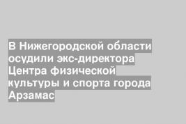 В Нижегородской области осудили экс-директора Центра физической культуры и спорта города Арзамас