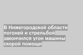 В Нижегородской области погоней и стрельбой закончился угон машины скорой помощи