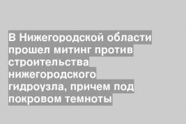 В Нижегородской области прошел митинг против строительства нижегородского гидроузла, причем под покровом темноты
