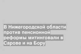 В Нижегородской области против пенсионной реформы митинговали в Сарове и на Бору