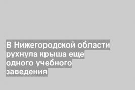 В Нижегородской области рухнула крыша еще одного учебного заведения