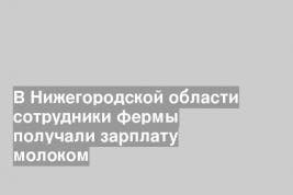 В Нижегородской области сотрудники фермы получали зарплату молоком