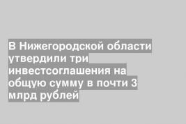 В Нижегородской области утвердили три инвестсоглашения на общую сумму в почти 3 млрд рублей