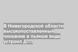 В Нижегородской области высокопоставленный чиновник в пьяном виде устроил ДТП