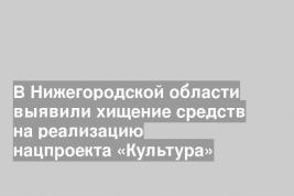 В Нижегородской области выявили хищение средств на реализацию нацпроекта «Культура»