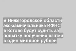 В Нижегородской области экс-замначальника ИФНС в Кстове будут судить за попытку получения взятки в один миллион рублей