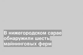 В нижегородском сарае обнаружили шесть майнинговых ферм