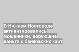 В Нижнем Новгороде активизировались мошенники, ворующие деньги с банковских карт