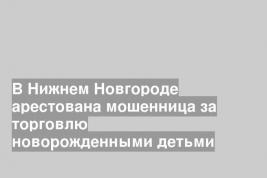 В Нижнем Новгороде арестована мошенница за торговлю новорожденными детьми