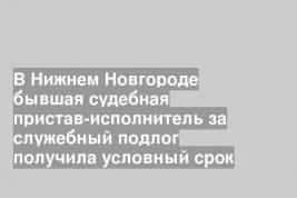 В Нижнем Новгороде бывшая судебная пристав-исполнитель за служебный подлог получила условный срок