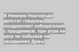 В Нижнем Новгороде депутат гордумы поздравляет избирателей с праздником, при этом ни разу не побывав на заседаниях Думы