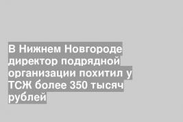 В Нижнем Новгороде директор подрядной организации похитил у ТСЖ более 350 тысяч рублей