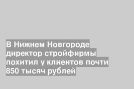 В Нижнем Новгороде директор стройфирмы похитил у клиентов почти 850 тысяч рублей