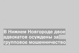 В Нижнем Новгороде двое адвокатов осуждены за групповое мошенничество