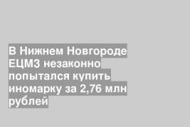 В Нижнем Новгороде ЕЦМЗ незаконно попытался купить иномарку за 2,76 млн рублей
